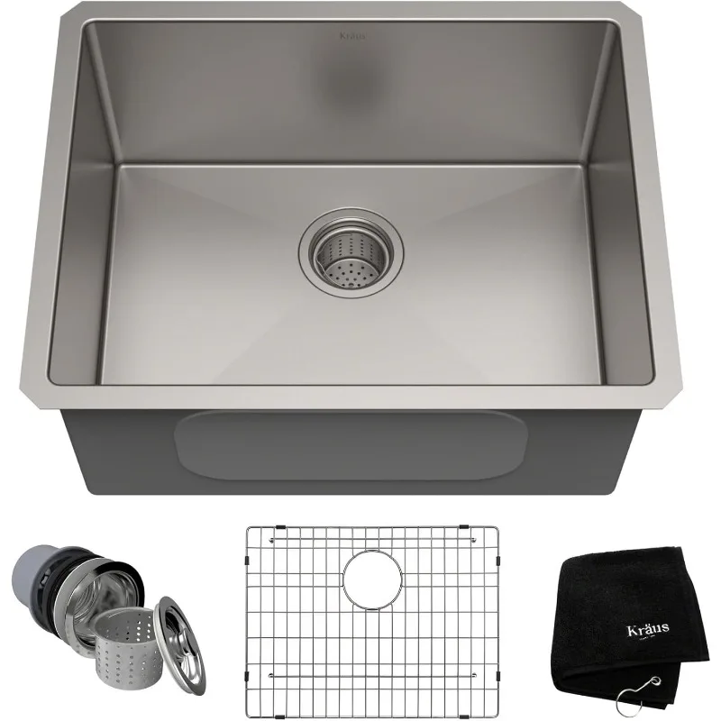 Standard PRO 23-Inch 16 Gauge Undermount Single Bowl Stainless Steel Kitchen Sink, KHU101-23