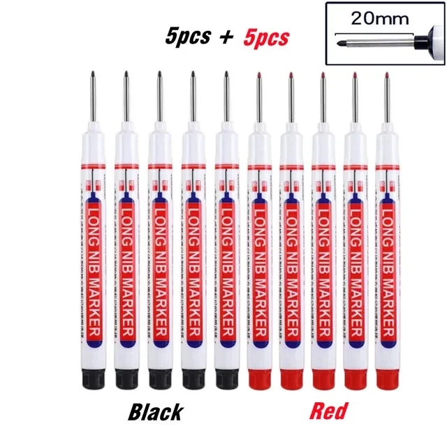 10 stks/set Multifunctionele 20mm Diep Gat Lange Nib Hoofd Marker Voor Metalen Perforeren Pen Waterdichte Badkamer Houtbewerking decor Tool