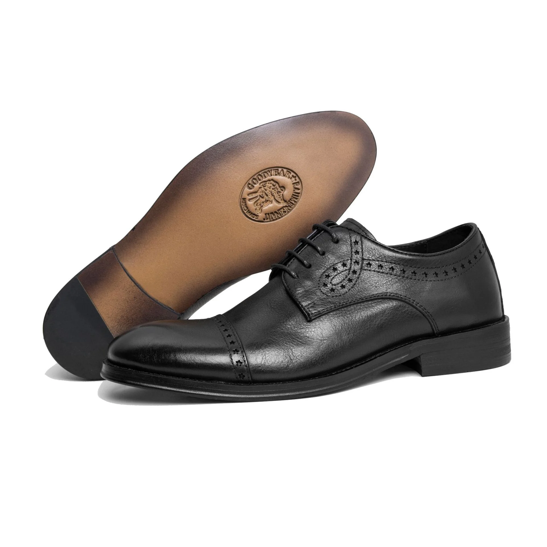 

New summer groom wedding shoes business shoes men's leather wind increase Brock men Derby shoes