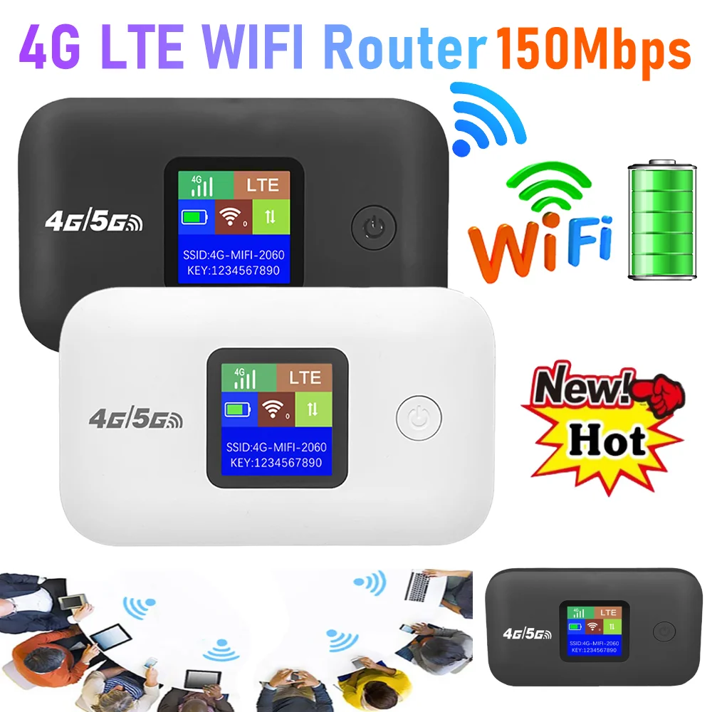 

4G WiFi Router 4G LTE Wireless Router 150Mbps Mobile WIFI Router Portable Mini Wifi Hotspot with Sim Card Slot Pocket MiFi Modem