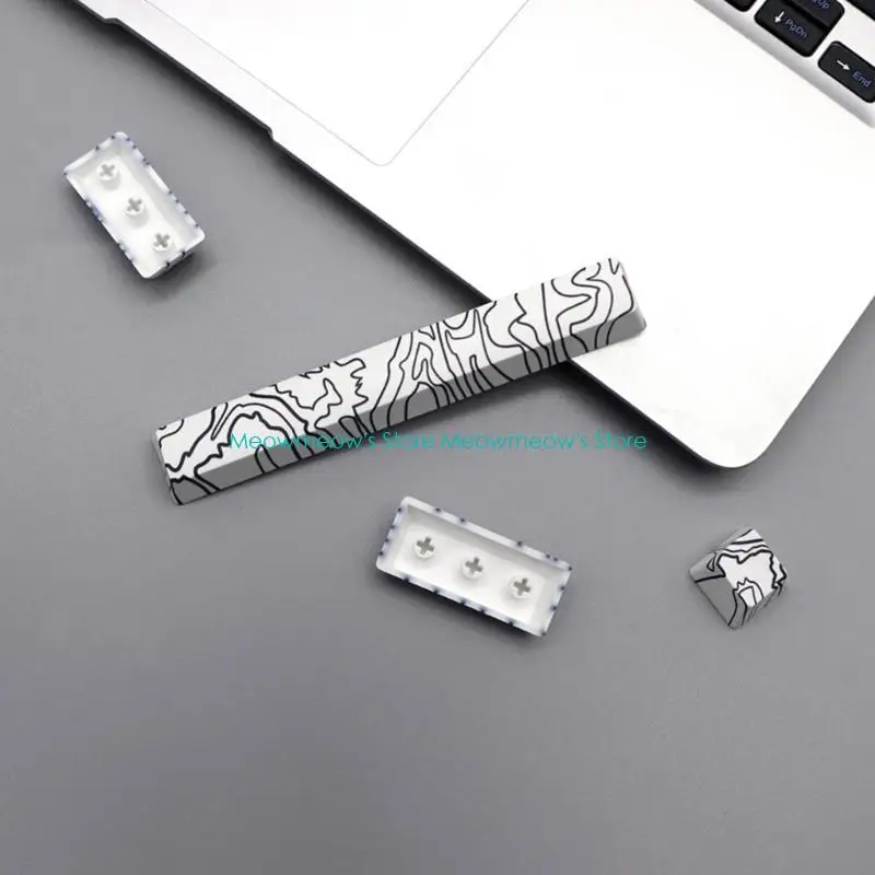 W91A 4-Key Keycaps Entre 6.25u Spacebar Keycap Replacement OEM Height PBT Heat Sublimated for Mechanical Keyboard