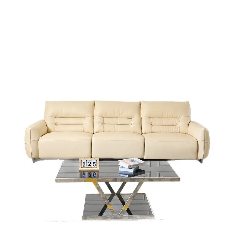 

Modern, simple, multi functional, leather sofa, high backrest, three people, first layer cowhide, electric