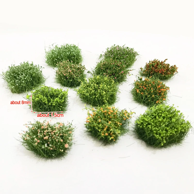 5-20pcs Micro Landscape Model Flower Cluster 8mm Static Grass Tuft Scene Model Sand Table Train Layout Garden Decration Material