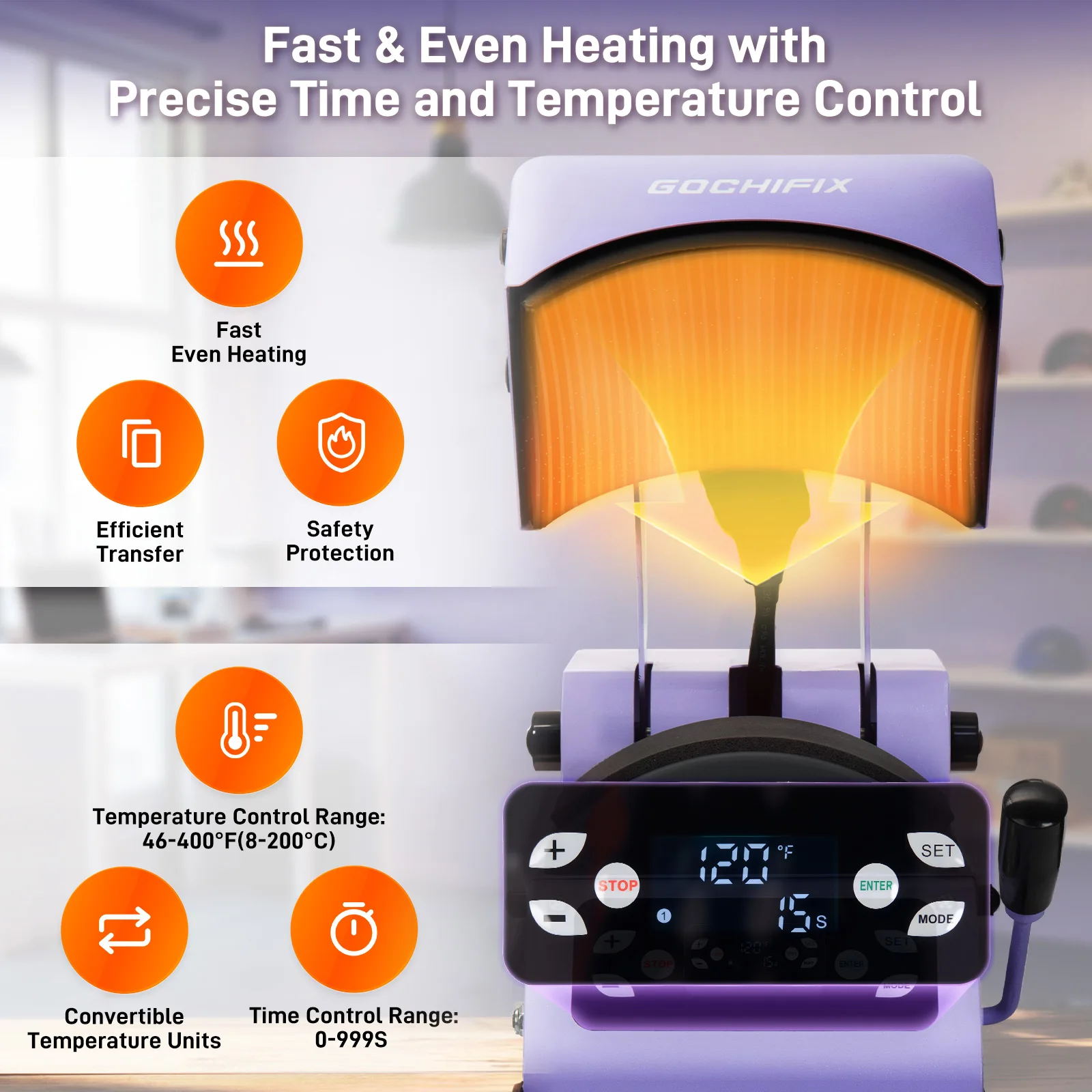 2-in-1 Auto Hat Heat Press Machine with Automatic Operation & Timer Control & 4 Memory Modes for Home Crafters and Enthusiasts