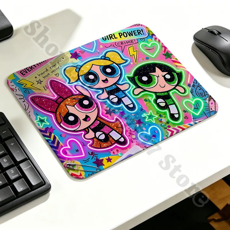 Kawaii The Powerpuffs Girls Creative Mouse Pad Cartoon Non-slip Mousepad Mice Accessories Anime Cute Mouses Mat Birthday Gifts view 6