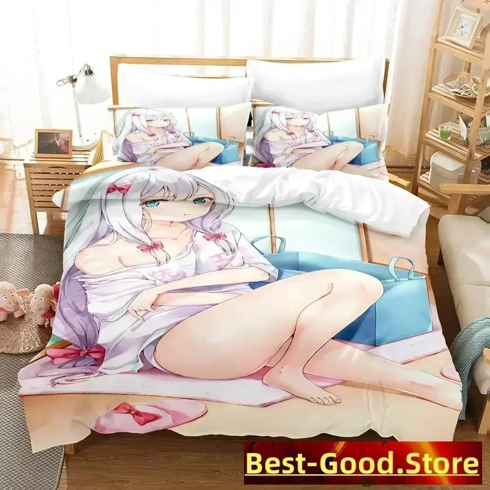 2023 New Sagiri Izumi Bedding Set Cartoon Anime three-piece set Adult Kid Bedroom Duvetcover Sets 3D Kawaii Girls
