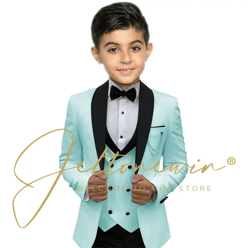 

Suit For Boys Formal Party Jacket Pants Vest 3 Piece 3-16 Years Old Silver Lapel Wedding Tuxedo Kids Blazer Child Set Disfraz