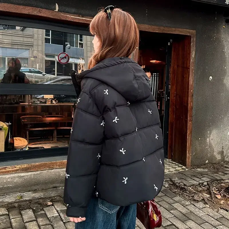 

2025 New Winter New Cotton Coat, Short Bread Coat, Warm Hooded Cotton Coat, Loose Thickened Small Coat for Women