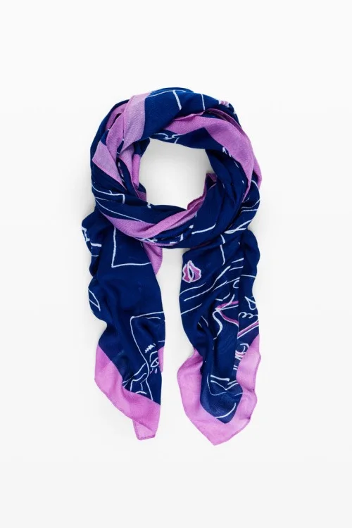 Foreign Trade Spain Original Order European and American Style Women's Scarf Large Size Printed Colorful Fabric Soft Big Shawl
