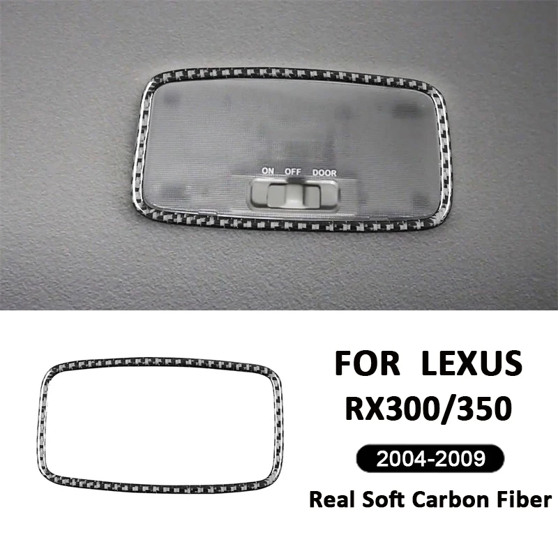 Carbon Fiber Car Rear Roof Reading Light Frame Book Lamp Trim Cover Decoration Sticker For LEXUS RX300 RX350 2004-2009 Auto Part