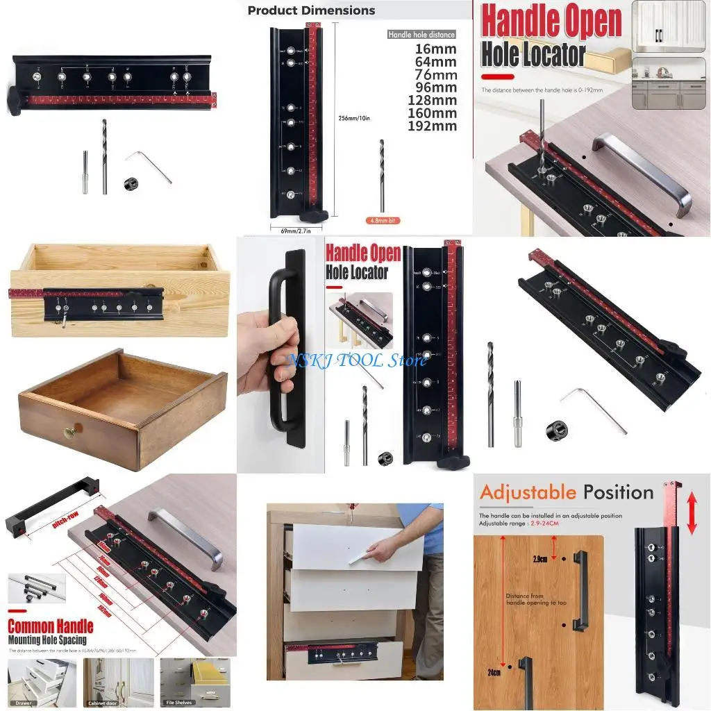 

L8RC Cabinet Hardware Jig Tool Adjustable Locators Drill Template Guide