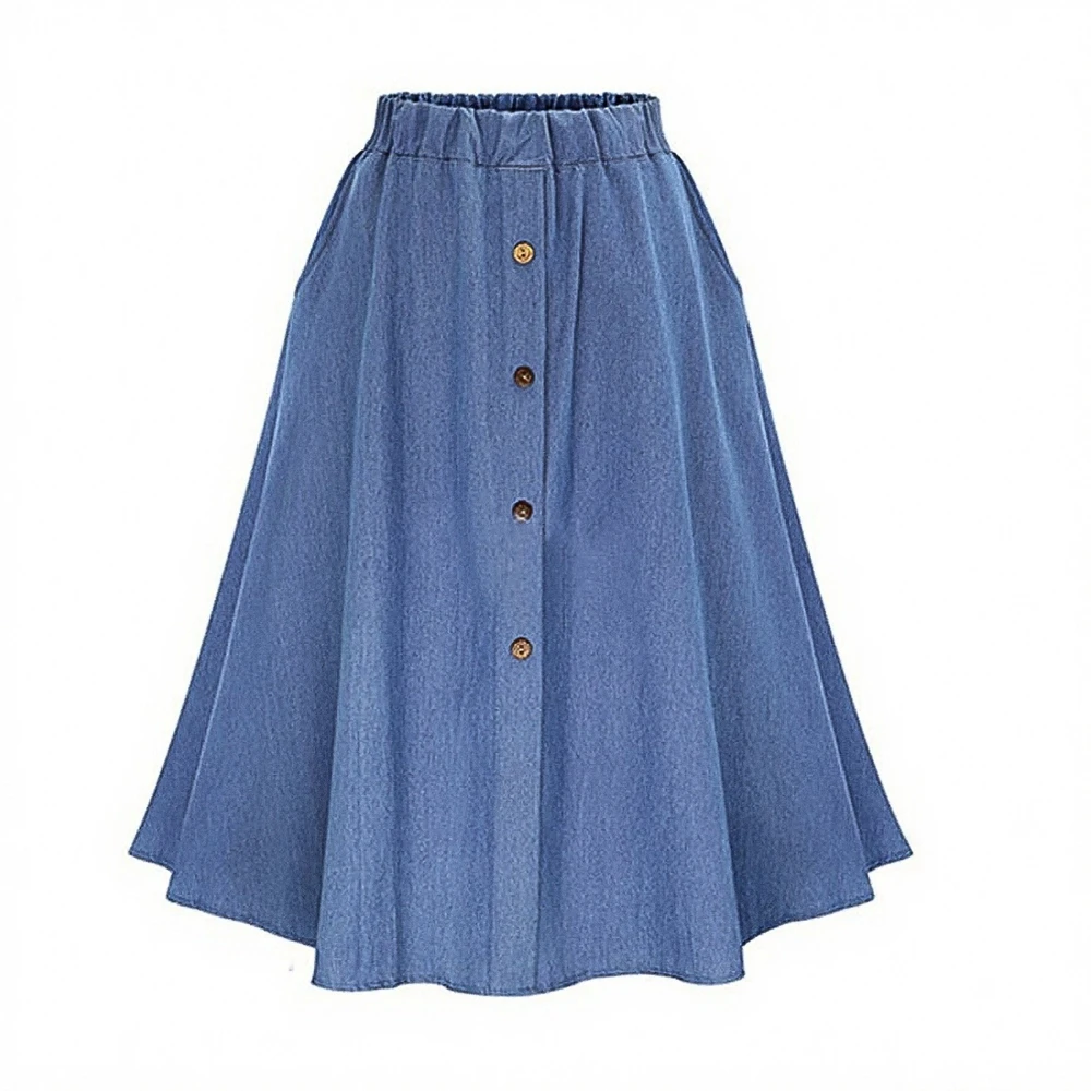 

Autumn Skirts 2025 Women's K-Fashion Solid Color Midi High Waist A-Line Dating Skirts