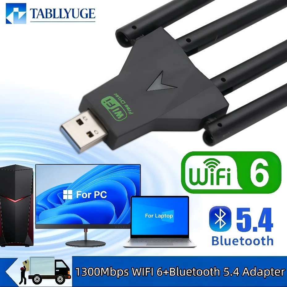 AX900 WiFi6 Bluetooth5.4 USB2.0 Adapter 4 Antenna Dual Band 2.4G/5GHz Wireless Network Card Dongle For Desktop Laptop  desktop