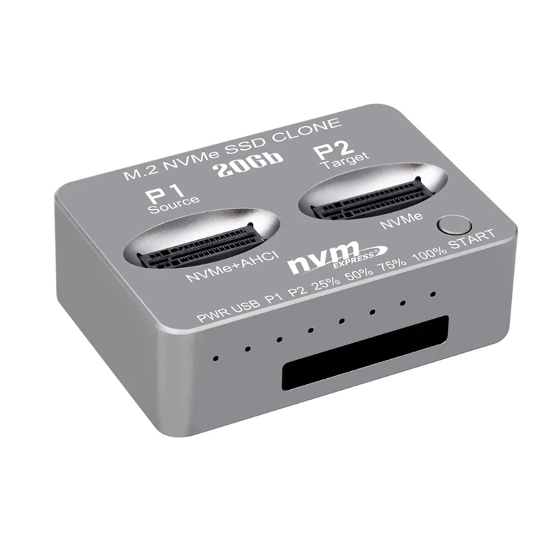 M.2 NVME SSD Clone Dual-Bay Nvme Docking Station USB3.2 Gen2 Type C External Hard Disk Box For M2 SSD And M Key SSD