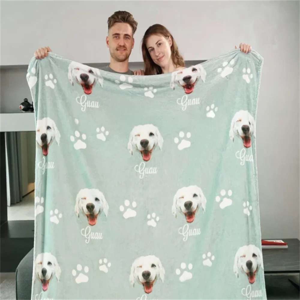 Gepersonaliseerde hondendeken met naam |   Aangepaste fotodeken voor hond |   Aangepaste huisdier fotodeken |   Gepersonaliseerde hondenliefhebber cadeau |   Gif