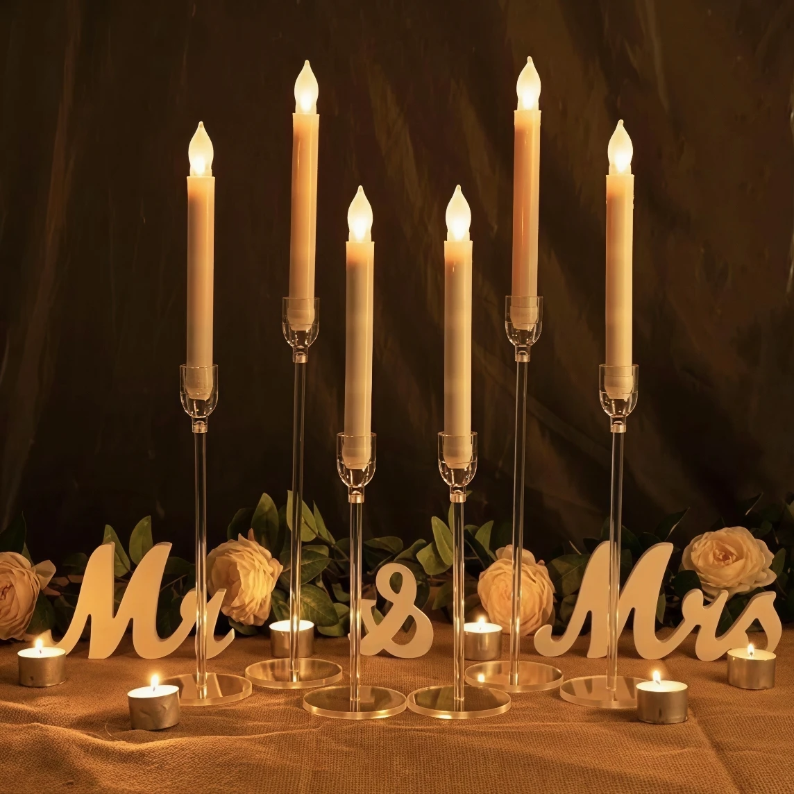 Moderne Klare Acryl-LED-Kerzenständer Hohe Transparente Kerzenhalter für Romantische Partys Hochzeitsgeschenke Abendessen Heimdekoration