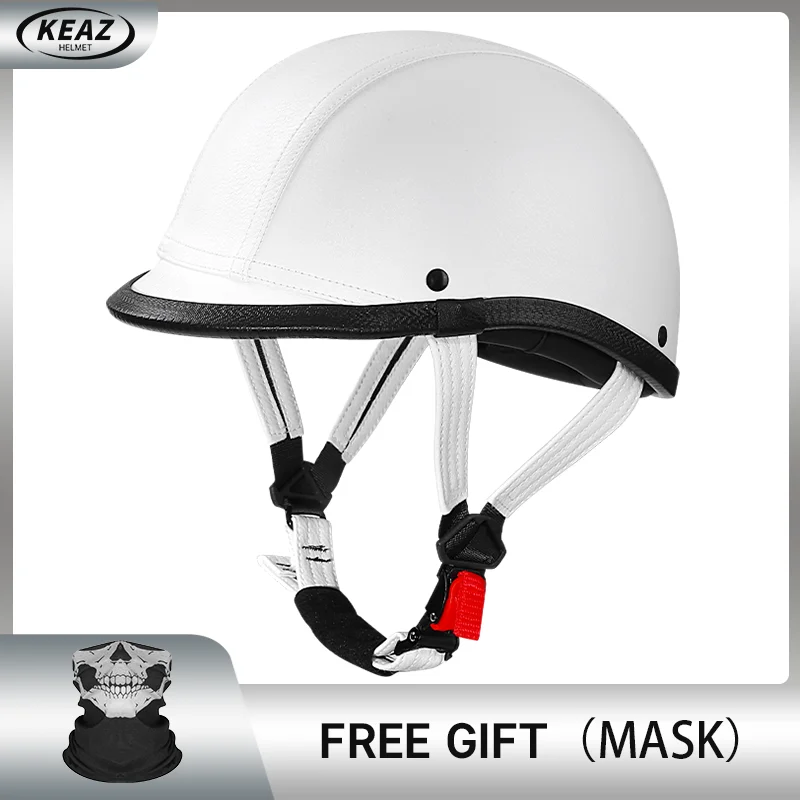 Japanese Korean Trend Simple Retro Personality Motorcycle Half Helmet Leather Scooter Leisure Ladle Helmets Handsome Four Season