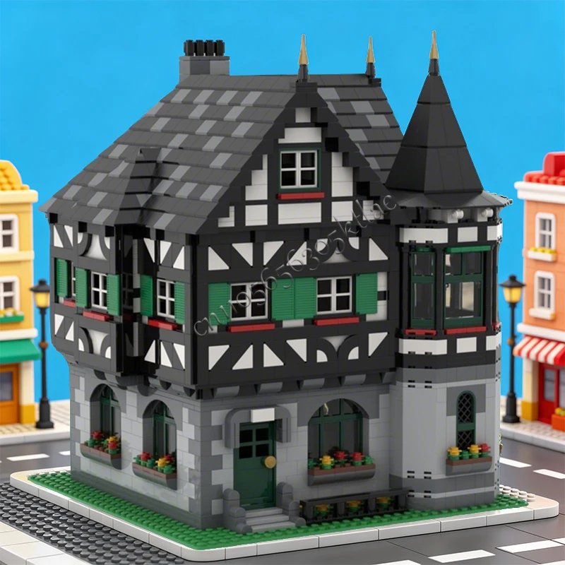 2462 Pezzi Set di Costruzioni Medievali in Legno, Casa a Travi, MOC Personalizzabile, Blocchi Modulari Fai-da-Te, Regalo di Natale per Ragazzi