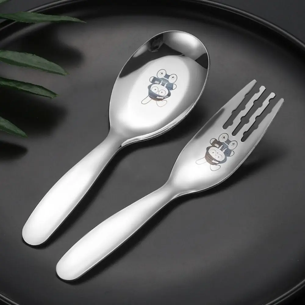 410 Stainless Steel Spoon Fork Set Silver Rabbit Cutlery Set Storage Case Short Handle Kids Tableware