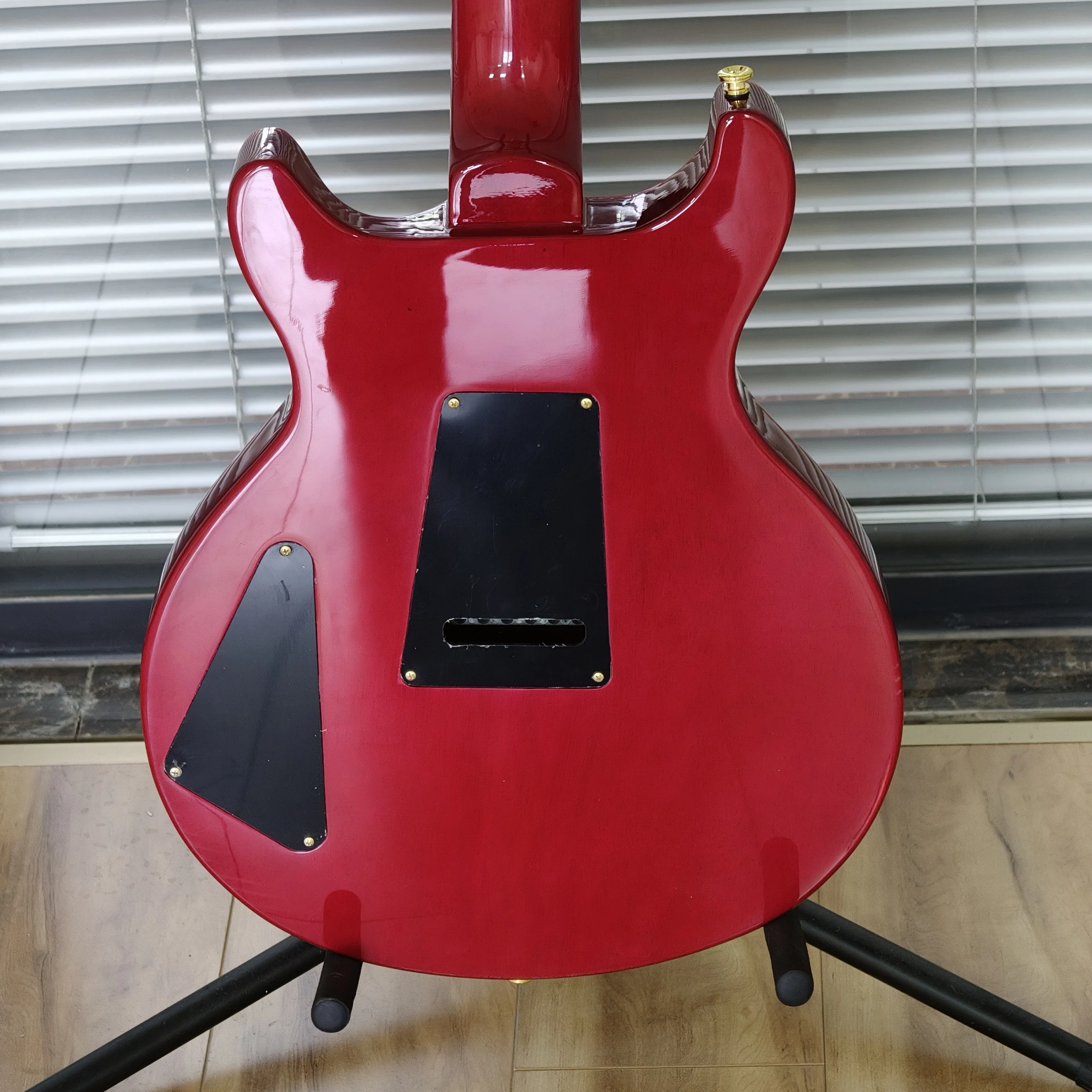 US Warehouse PRS Style Electric Guitar Wine Red Tiger Flame Maple Top Abalone Binding Bird Inlay Gold Hardware For Stage & Studio