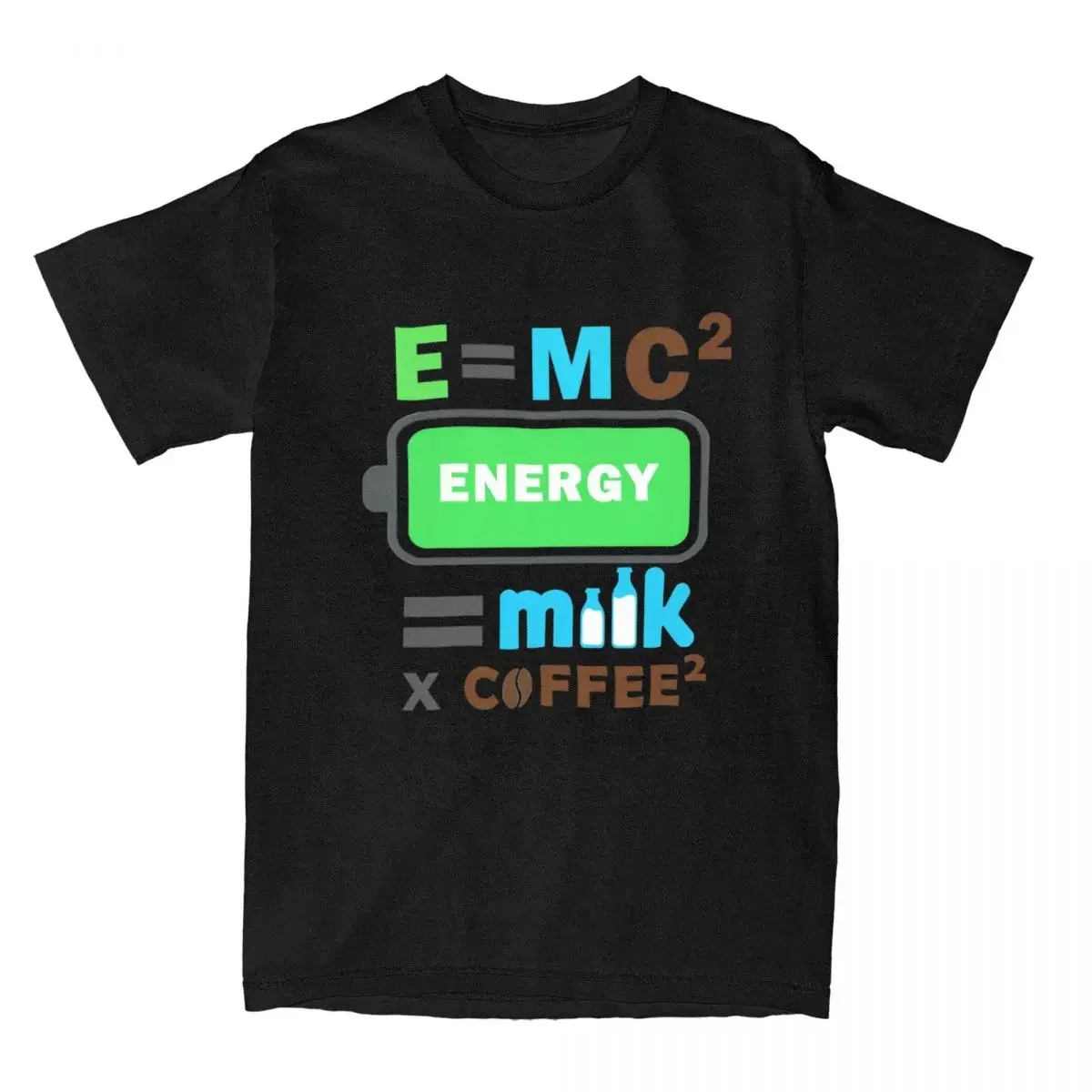 O Neck  Pattern Tee Shirt style Men's E MC2 Energy Milk X Coffee 2 TShirts Cotton Top Tees Street Style Short-Sleeved T Shirt