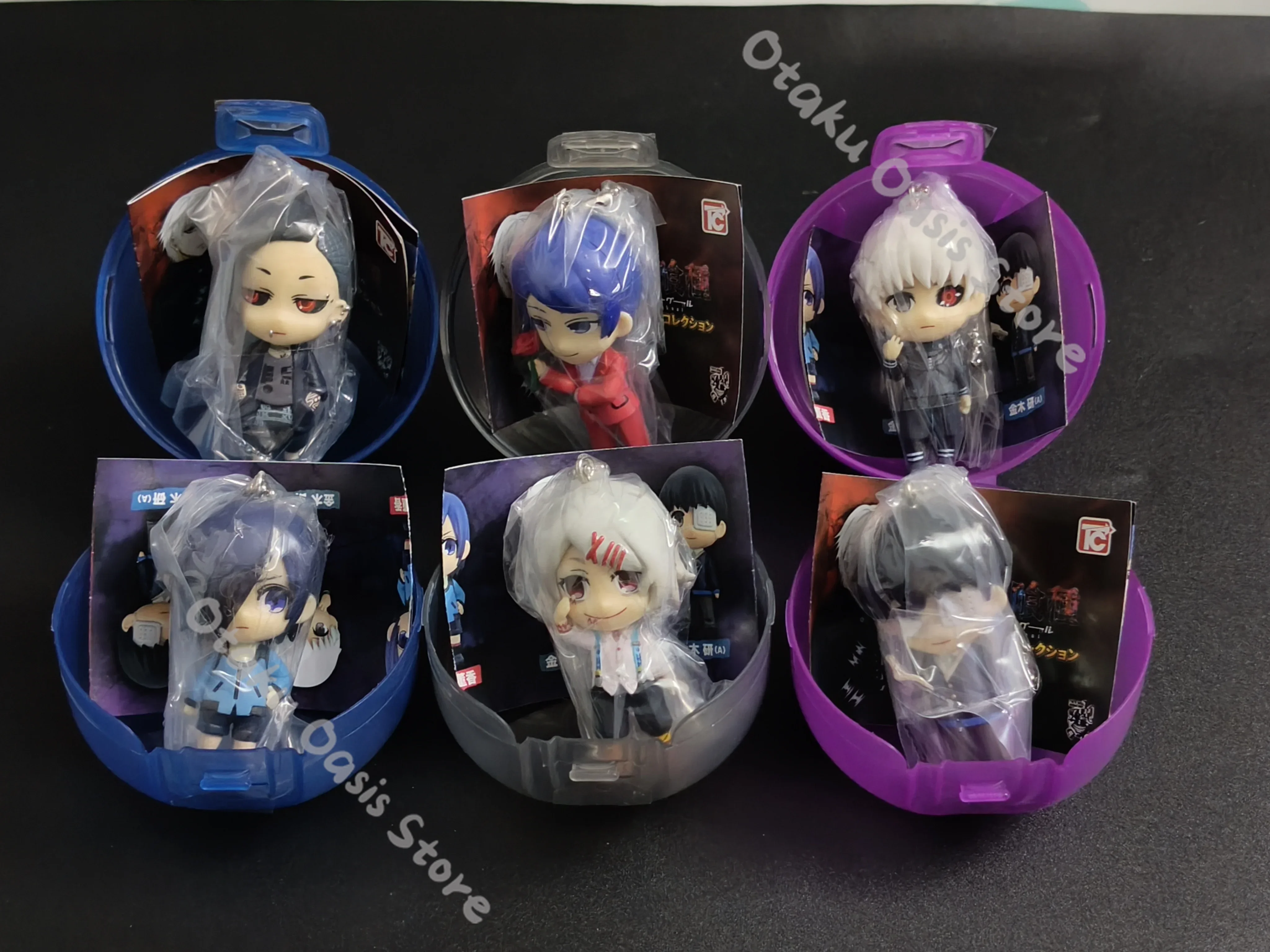 Tokyo Ghoul Capsule Eggshell Figurine Model Kit Cosplay Ornament Genuine Periphery Mini Garage Kits Goods REI Touka Kirishima