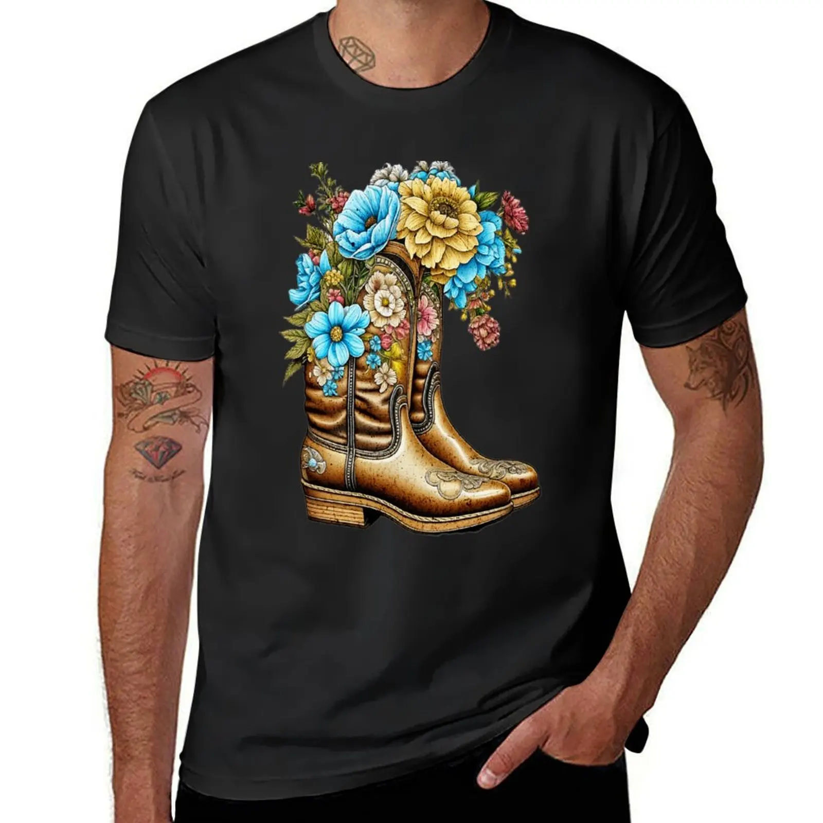 Floral Footsteps: A Garden of Style in Every Stride T-Shirt cute tops anime clothes Men's t shirts