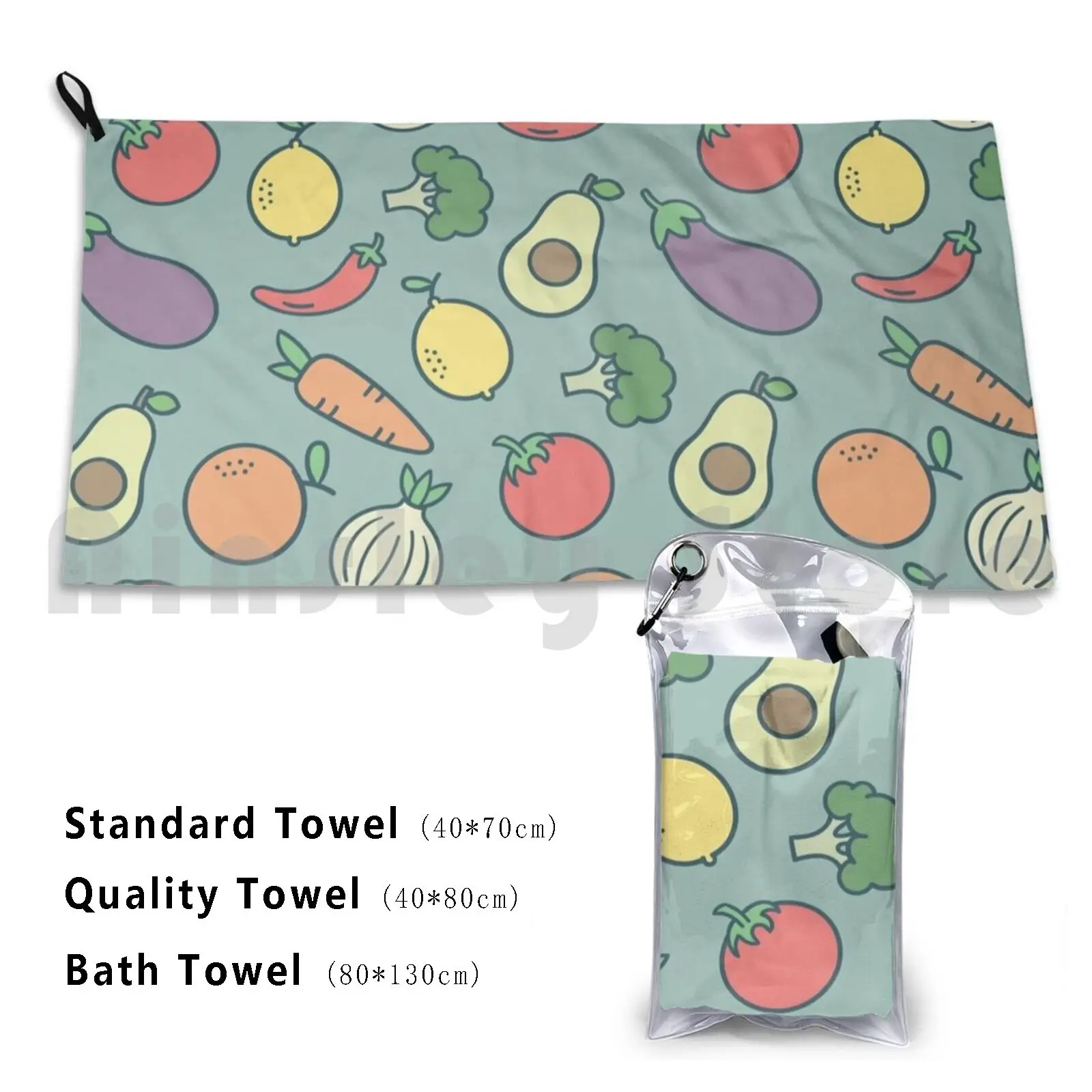 Pattern Fruits And Vegan Bath Towel Beach Cushion Pattern Fruits Vegan Veggie Food Foodie Health