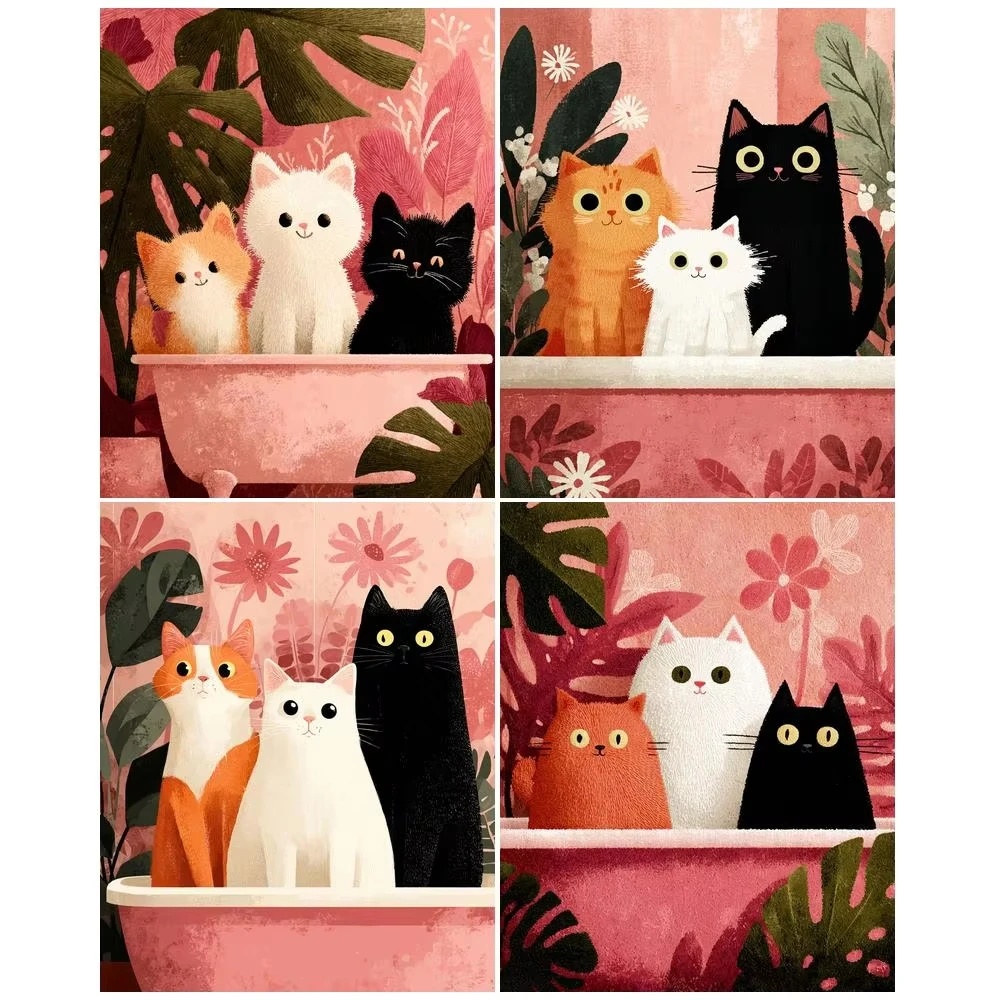 Diy Painting By Numbers Digital Oil Paintings Art Stuff Frameless Cartoon Illustration Cat Home Decor Artwork Frameless