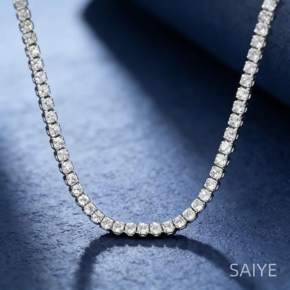 

Серебряное колье-цепочка 925 пробы 2 мм для женщин, с блестящими кубическими циркониями, элегантное украшение для вечеринок, свадеб и повседневной носки