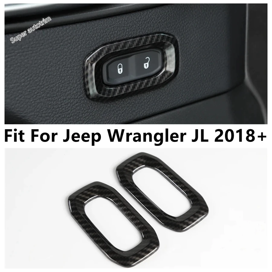 

Front Door Lock Button Switch Control Panel Cover Trim ABS Carbon Fiber Accessories Interior For Jeep Wrangler JL 2018 - 2022