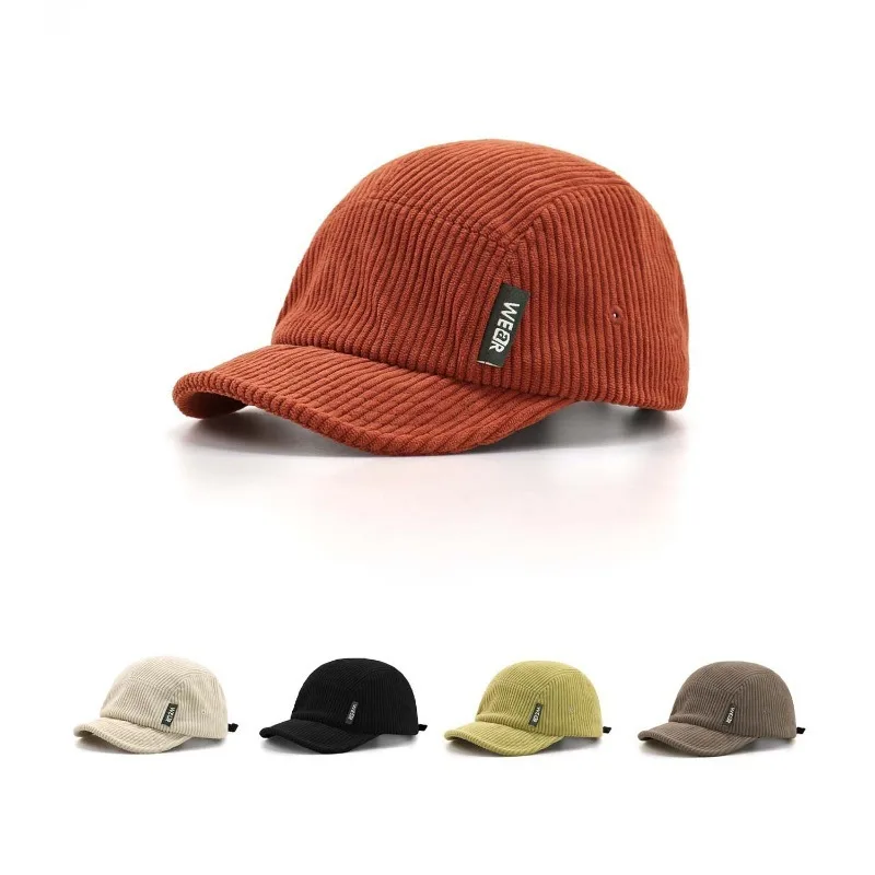Vintage-Inspired Corduroy Baseball Cap with Short Brim Adjustable Lightweight  Versatile for Fall/Winter Casual Cap