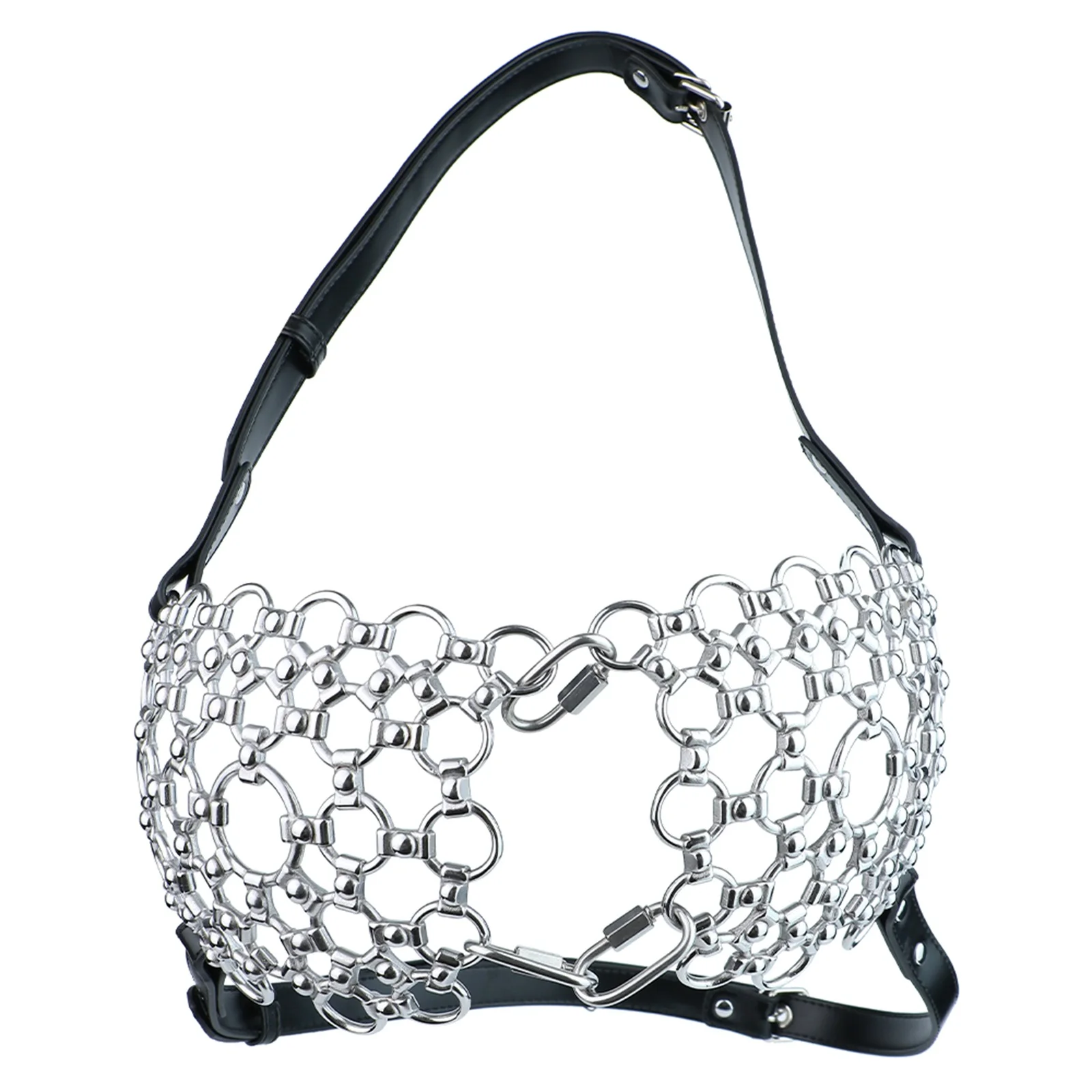 LEZEE Stainless Steel Mesh Bra Harness For Women Leather Belt Bondage Restraint Chest Lingerie Underwear Adult BDSM Sex Toys view 5