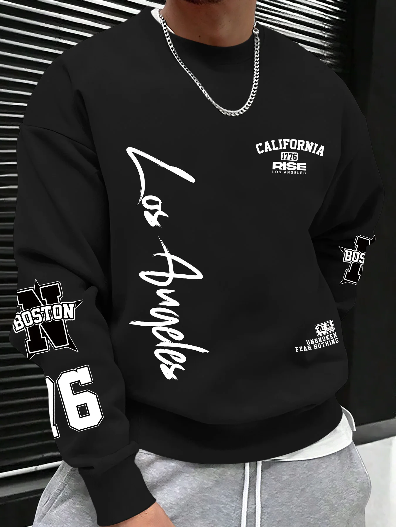 Men Women Fashion Sweatshirt, Los Angeles Signature Letter Print, California Casual Street Style, Oversized，S-XXL