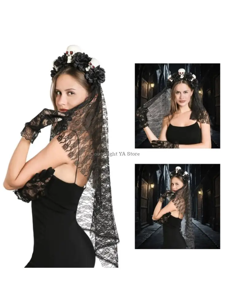 

Gothic Styles Skull Headpiece Breathable Mesh Hairband Fashion Hairpiece For Concerts Costume Parties And Photography