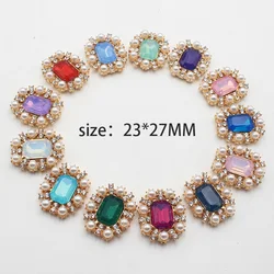 New 10 pieces 23 * 27MM Alloy Pearl Water Diamond Buckle DIY Clothing Wedding Decoration Accessories