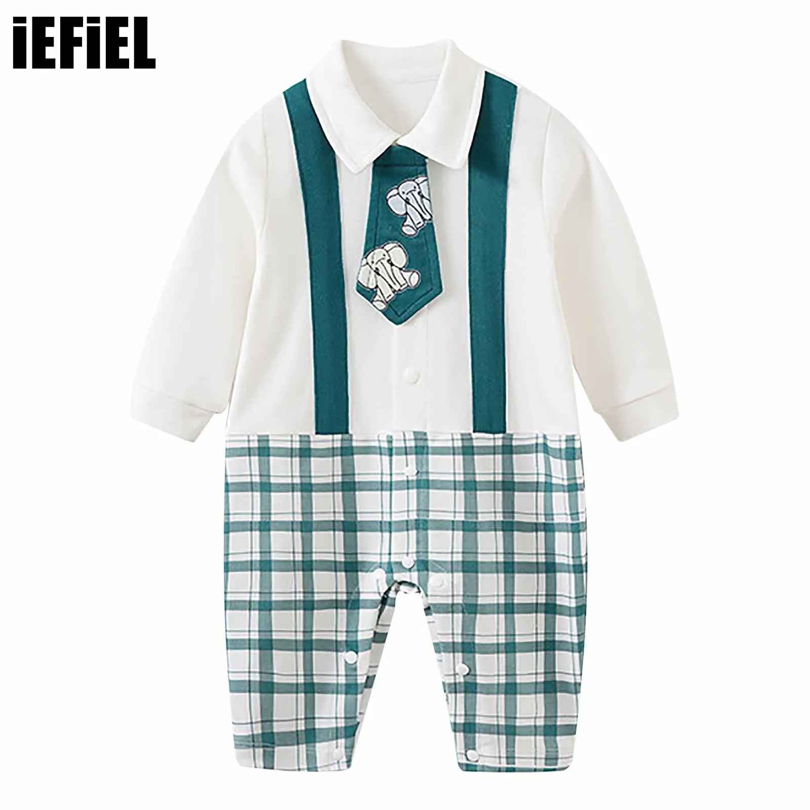 

Baby Boys One-Piece Gentleman Rompers Newborn Infant Contrast Color Plaid Jumpsuit with Bow Tie for Birthday Party Photography