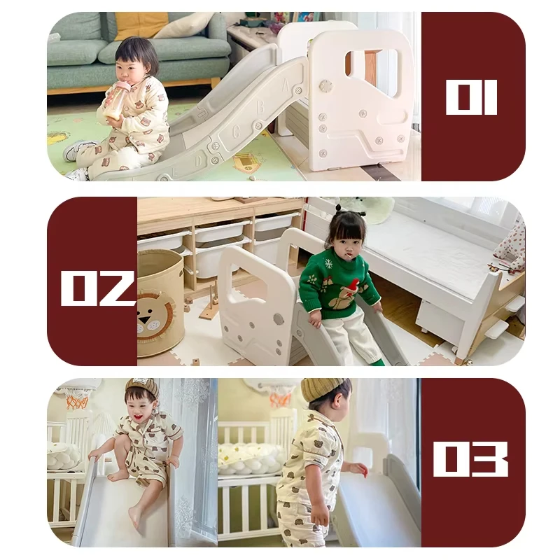 Juego de parque infantil interior con escalón y tobogán, taburete para niños, escalón para lavar las manos