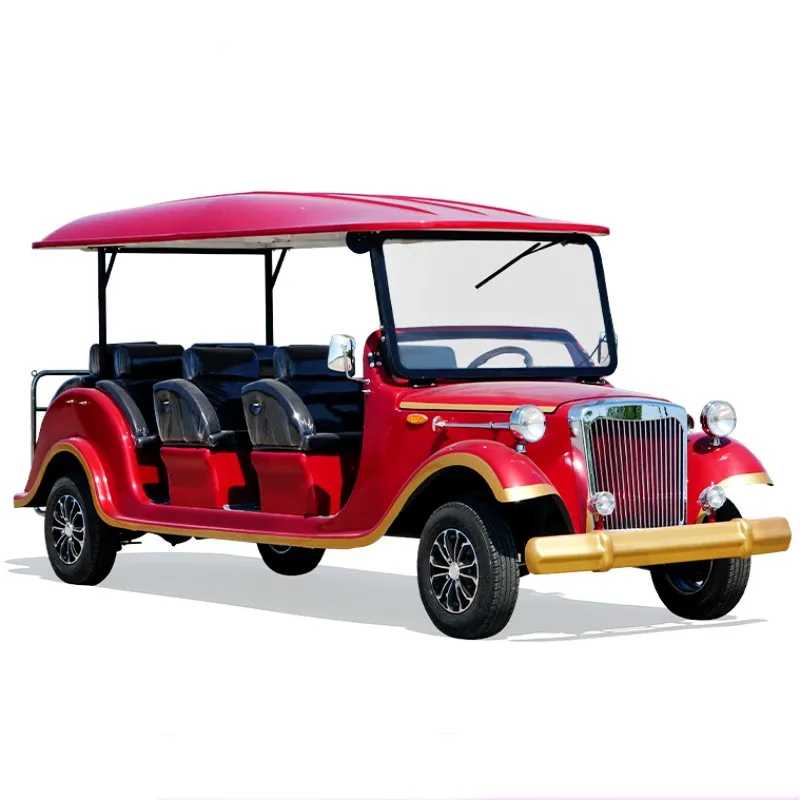 Bestselling Classic Vintage Electric Sightseeing Bus Car Retro Classical Auto 11 Seater with Rain Cover Golf Cart