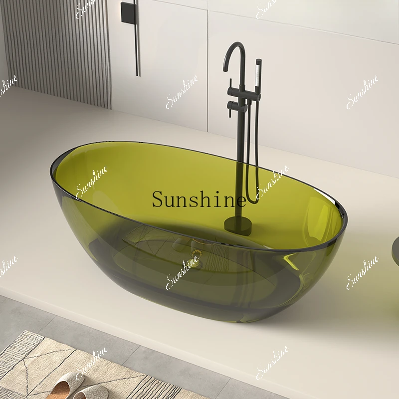 

Modern light luxury transparent resin freestanding colorful bathtub polymer crystal FT