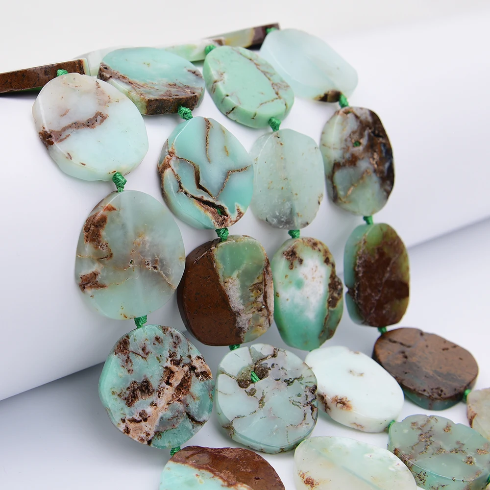 

Натуральные зеленые хризопразовые яшмы APDGG, овальные крупные срезы-наггетсы, рассыпные бусины, нить 16 дюймов, для изготовления ювелирных изделий своими руками