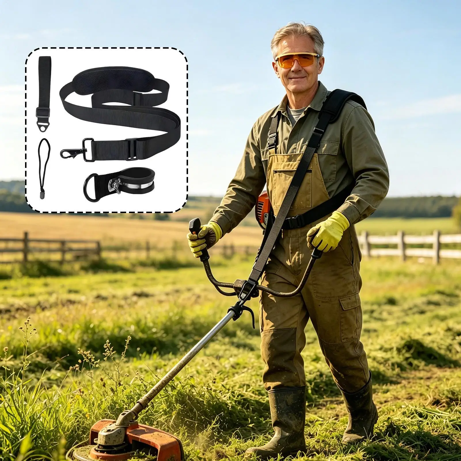 String Trimmer Strap Grass Mower Harness Replacement Grass Trimmer Shoulder Strap For Lawn Outdoor Garden Backyard Patio Deck