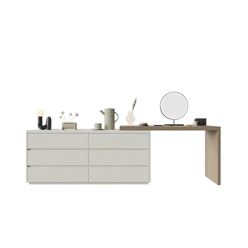 

wood paint dresser, six-chest cabinet integrated cream wind small apartment, bedroom, bedside cabinet, makeup table, desk