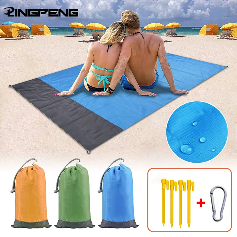 Estera de playa impermeable, estera Extra grande para acampar al aire libre, manta plegable sin arena, colchón de bolsillo, esteras de Picnic ligeras y portátiles