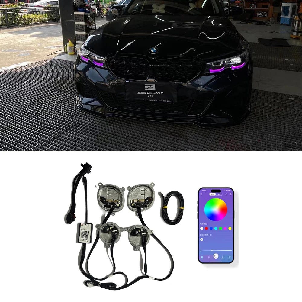 Image of LED-Scheinwerfer, Tageslicht-Refit, RGB, Blau, Rot, für 2018 2019 BMW 3' G20 320i 330i M340I Tagfahrlicht, mehrfarbige Module 7
