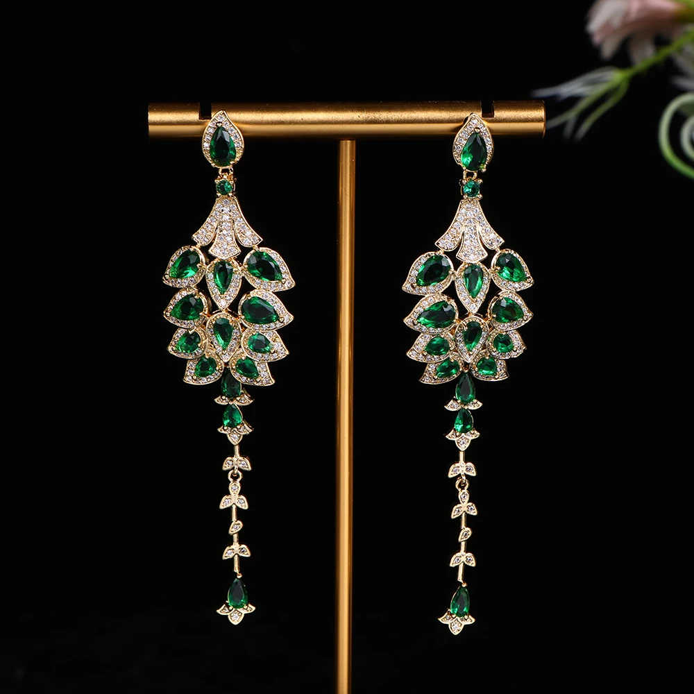 

Luxury and fashionable Leavese shaped Trendy Cubic Zirconia Wedding Party Earring Jewelry for Women E1648