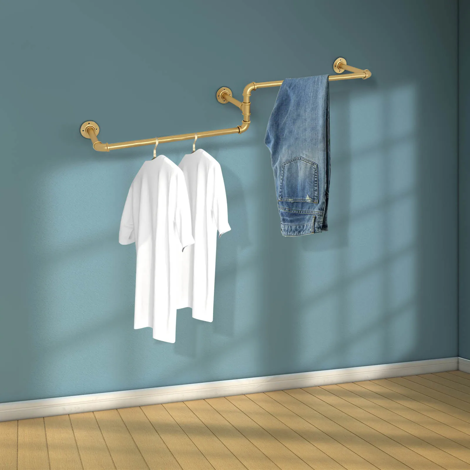 

Multi-purpose Wall Mounted Clothes Rack Gold For Laundry Room Entryway Bedroom