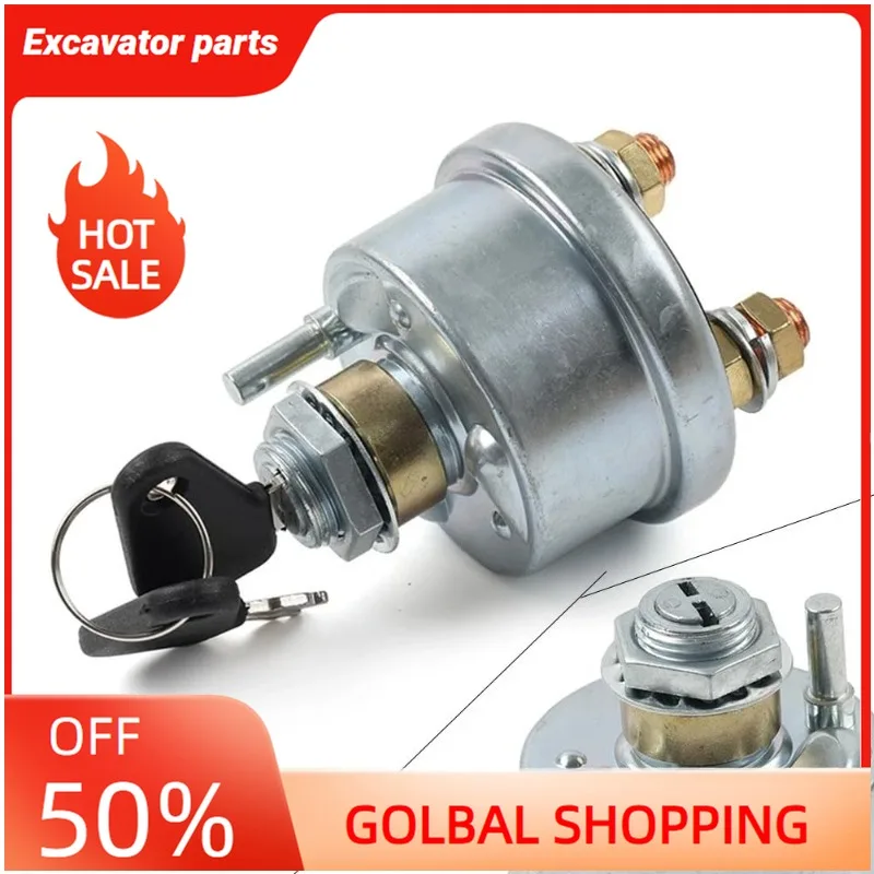 

7N-0718 Master Disconnect Ignition Switch with 2 Position 2 Stud 2 Keys for t Excavator,Mini Excav ator,Backhoe Loader,Wheel Loa