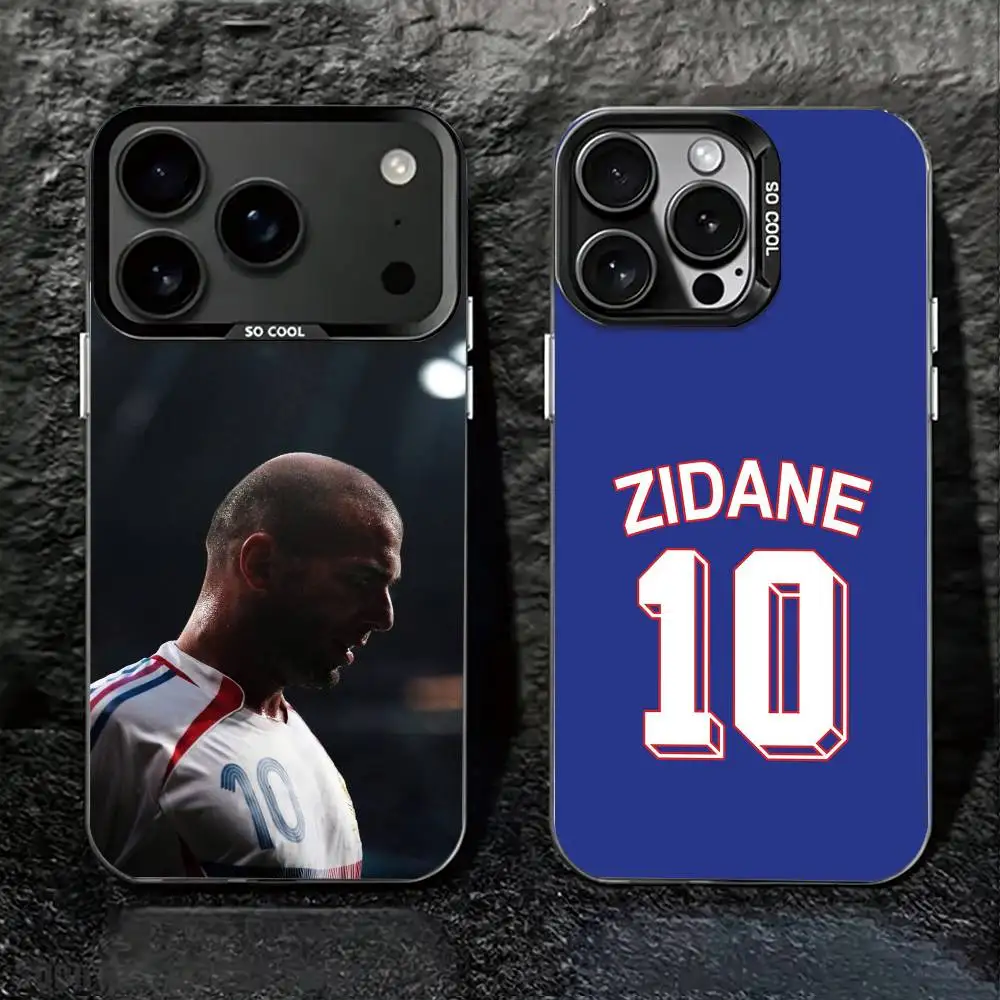 Football Star Z-Zinedine Zidane Phone Case For iPhone 17,16,15,14,13,12,11 Plus,Pro Max,Colorful Silver Phone case Funda Cover