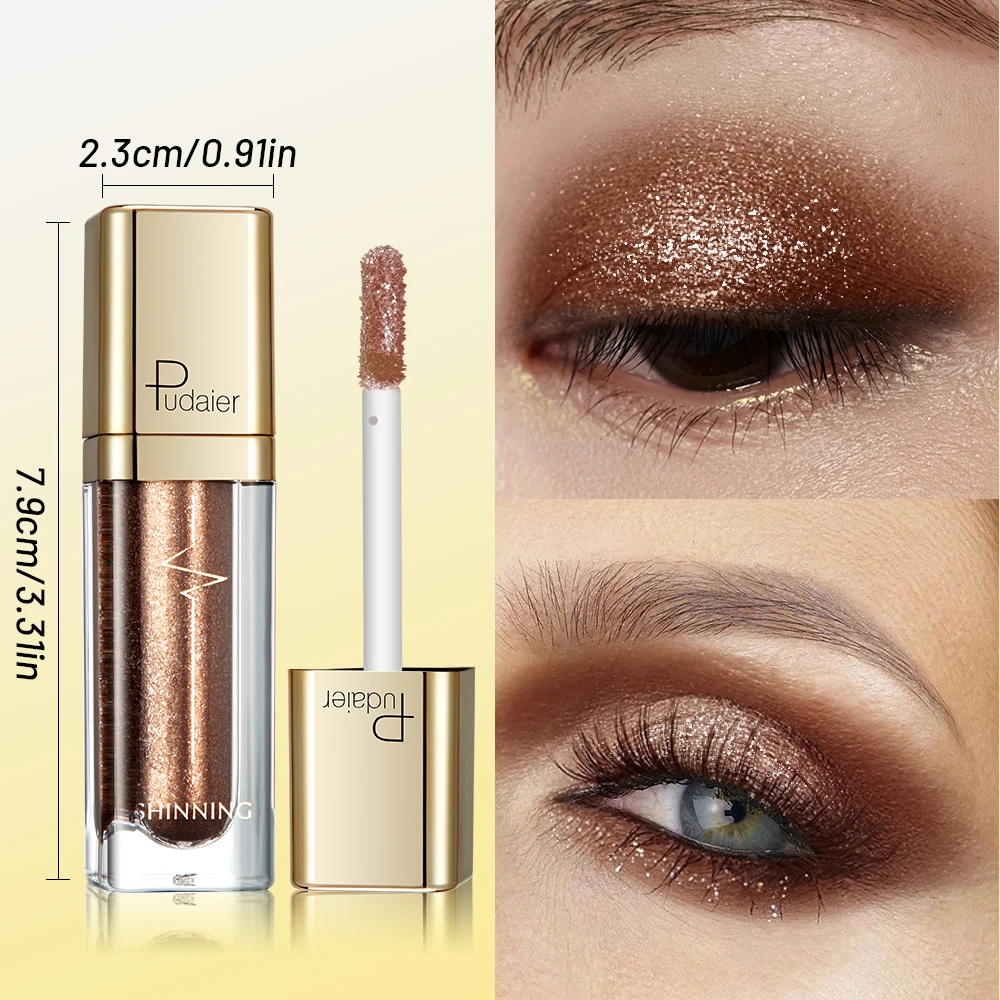 1pc 真珠光沢のあるメタリックグリッターアイシャドウ、ファッショナブルなカラー、6 色からお選びいただけ、日常着に最適、